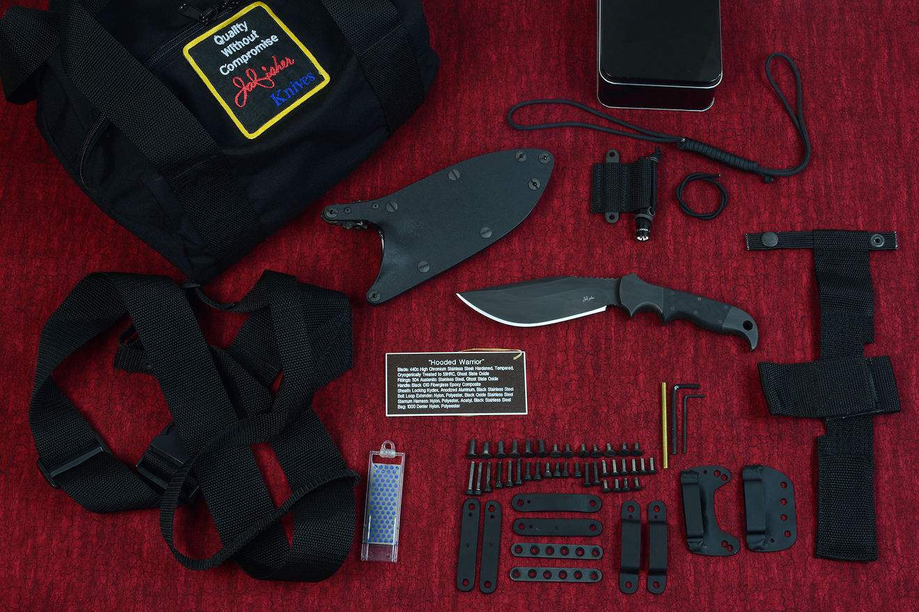 "Hooded Warrior" (Shadow Line) complete package, with all accessories, mounts, belt loop extender, sternum harness, and containers "Hooded Warrior" (Shadow Line) complete package, with all accessories, mounts, belt loop extender, sternum harness, and containers
