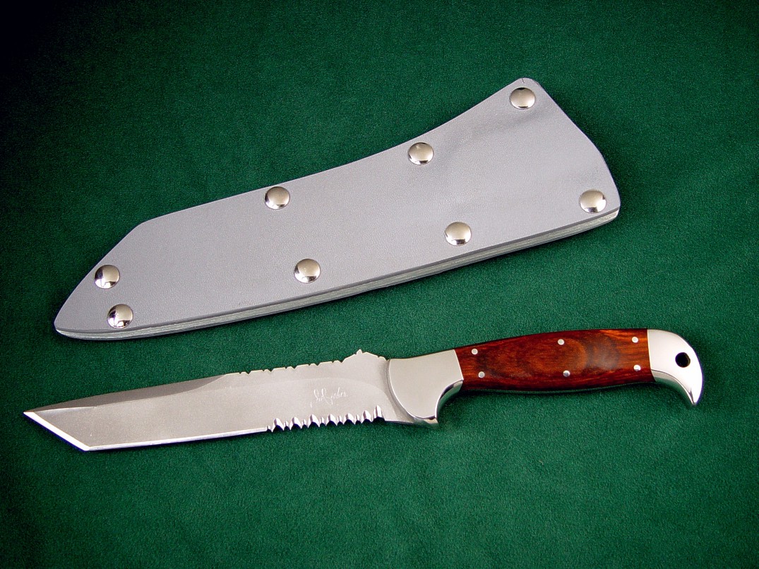 "PJLT" CSAR combat, tactical knife, high chromium stainless tool steel blade, 304 stainless steel bolsters, stabilized laminate phenolic impregnated hardwood handle, kydex, aluminum, steel sheath "PJLT" CSAR combat, tactical knife, high chromium stainless tool steel blade, 304 stainless steel bolsters, stabilized laminate phenolic impregnated hardwood handle, kydex, aluminum, steel sheath