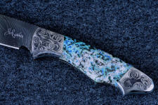 "Thuban" obverse side handle detail. high contrast throughout from gemstone to engraving to blade "Thuban" obverse side handle detail. high contrast throughout from gemstone to engraving to blade