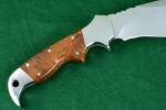 Amboyna burl is hard, dense, and resinous, long lasting and durable on a knife handle Amboyna burl is hard, dense, and resinous, long lasting and durable on a knife handle